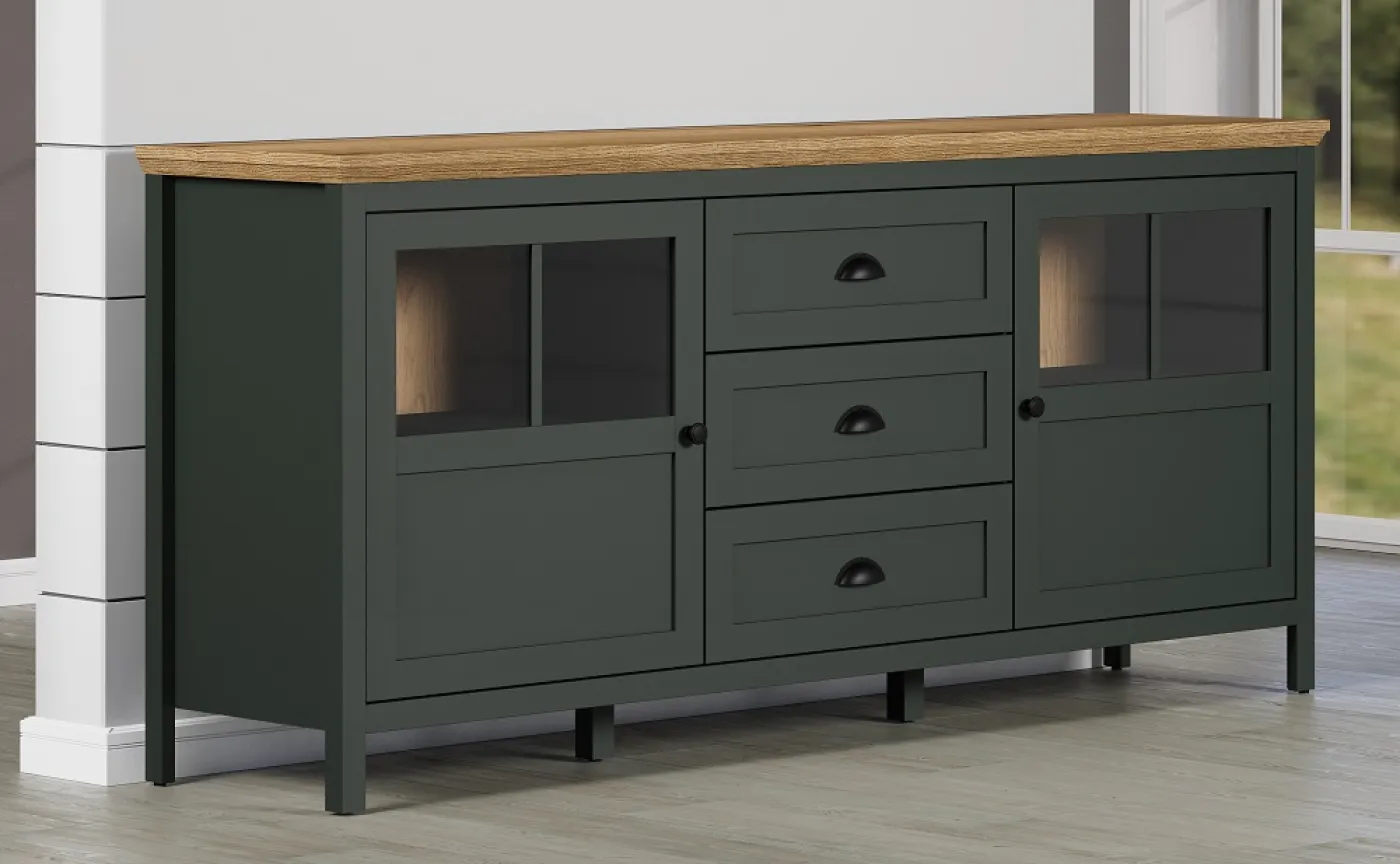 Sideboard Stanton | Tannengrün / Eiche