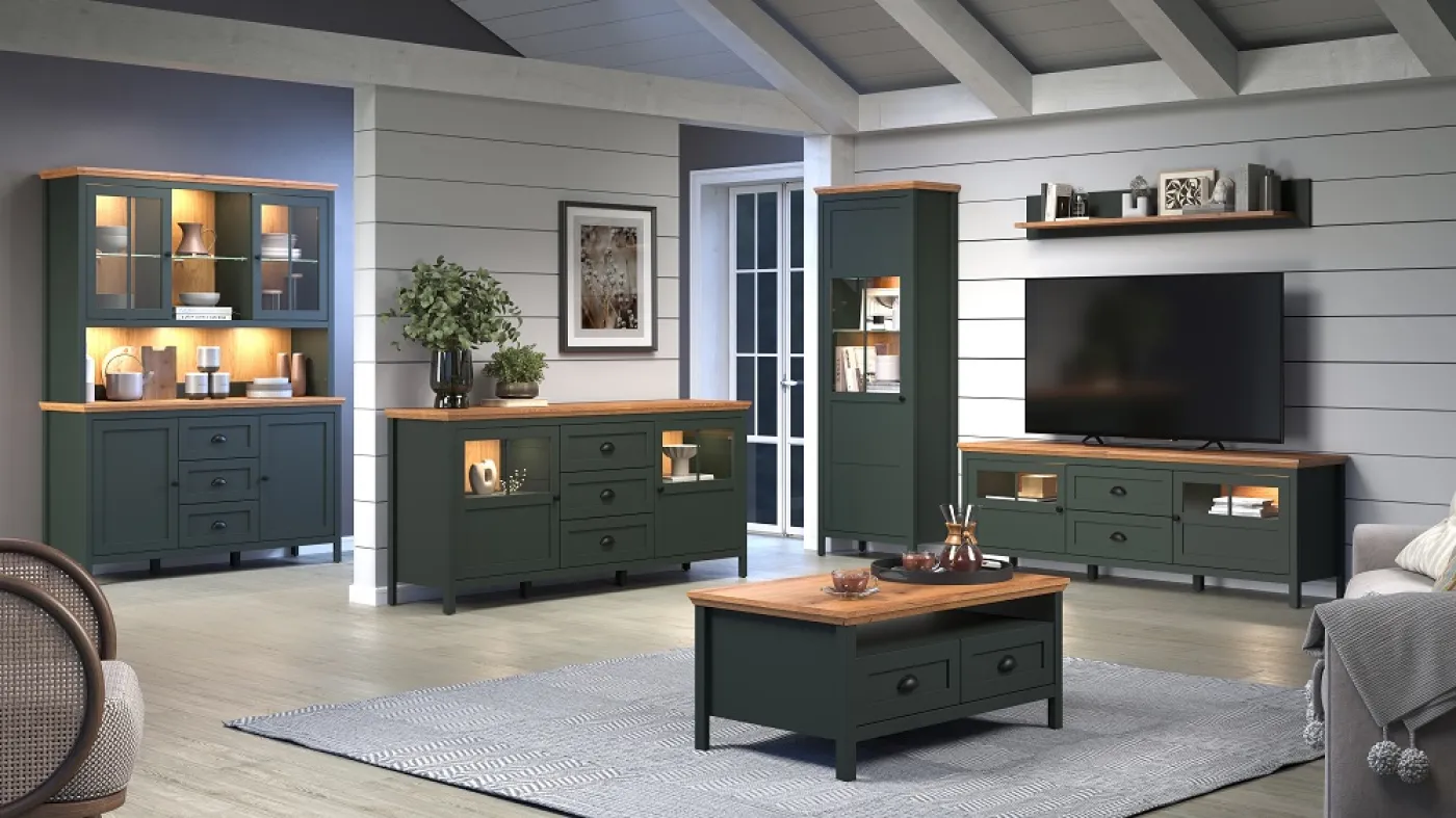 Sideboard Stanton | Tannengrün / Eiche