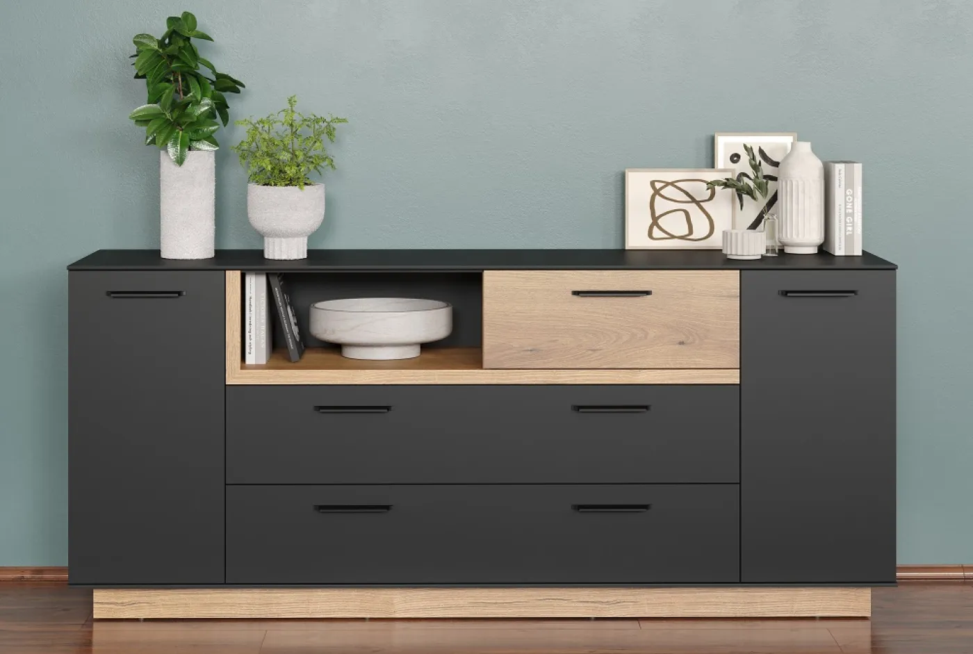 Sideboard Synnax | anthrazit grau / Coast Evoke Eiche
