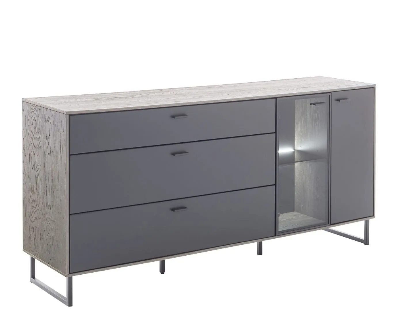 Sideboard Venezia | Softblack / Vulcano Eiche | optional LED Beleuchtung