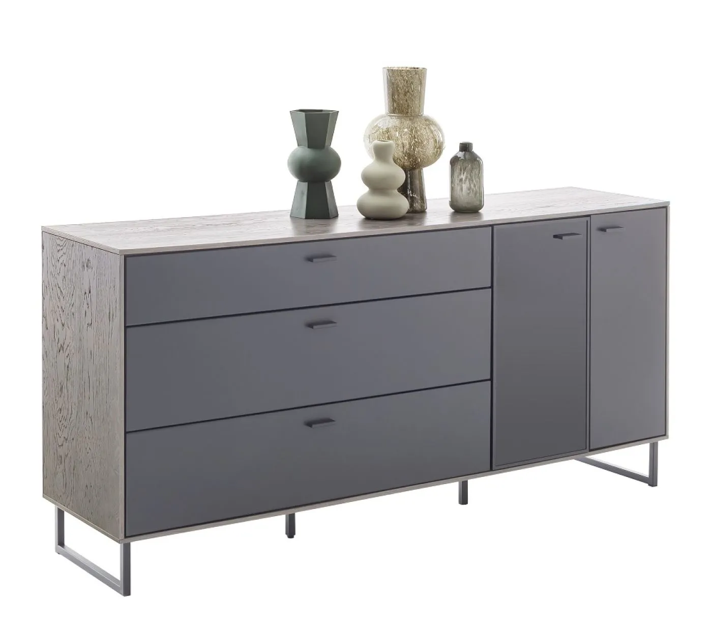 Sideboard Venezia | Softblack / Vulcano Eiche | optional LED Beleuchtung