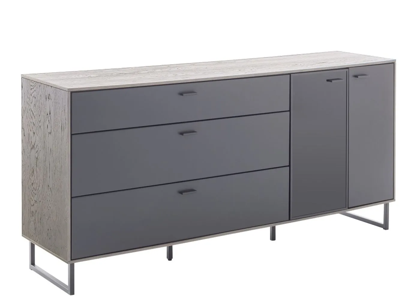 Sideboard Venezia | Softblack / Vulcano Eiche | optional LED Beleuchtung