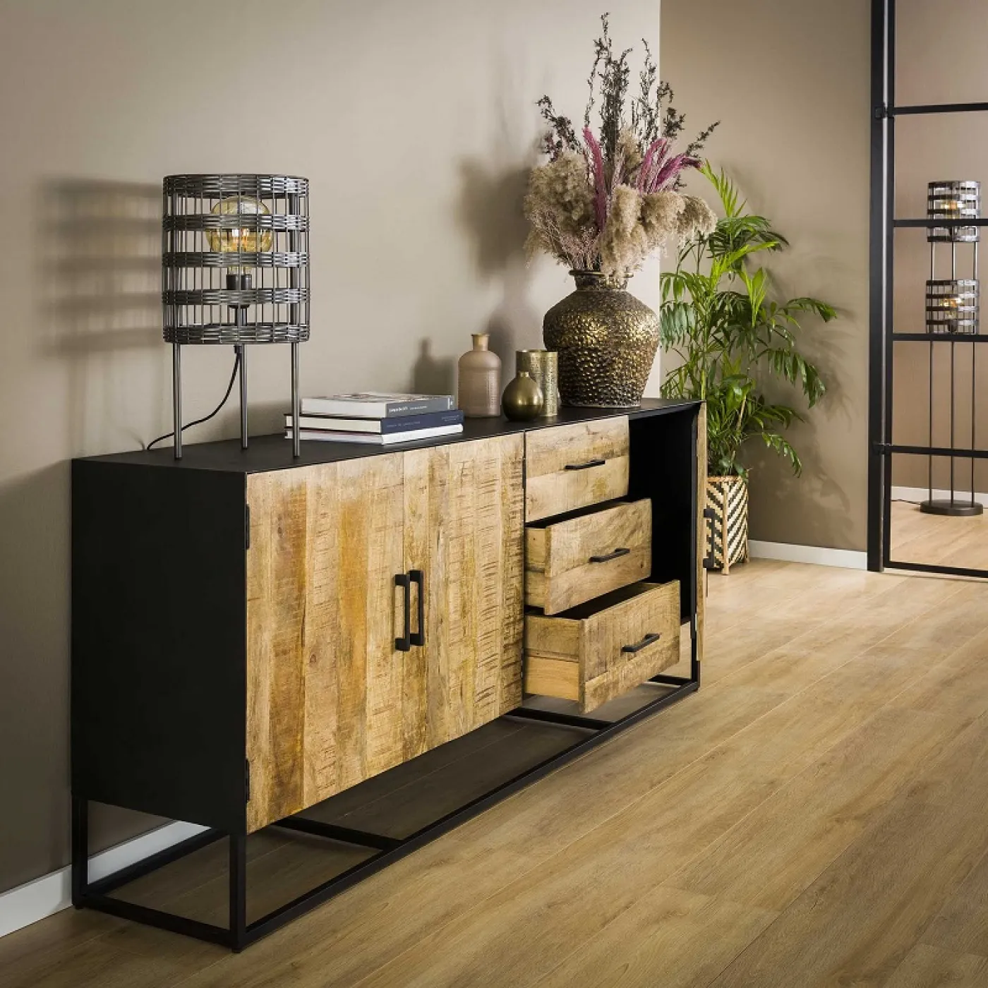 Sideboard Werdi | Mango massiv | weiß Antik