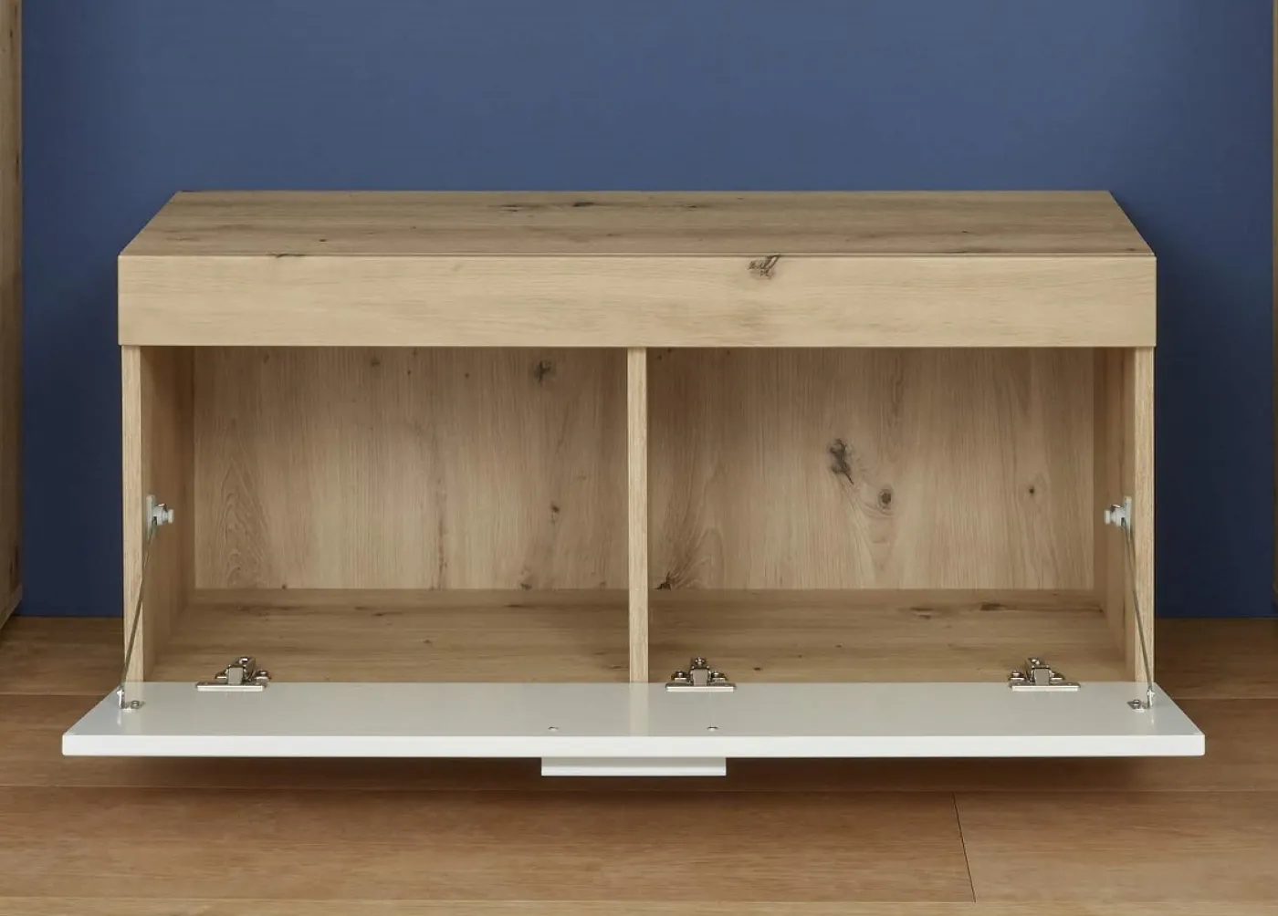 Sitzbank Amanda | weiß Hochglanz / Eiche Asteiche