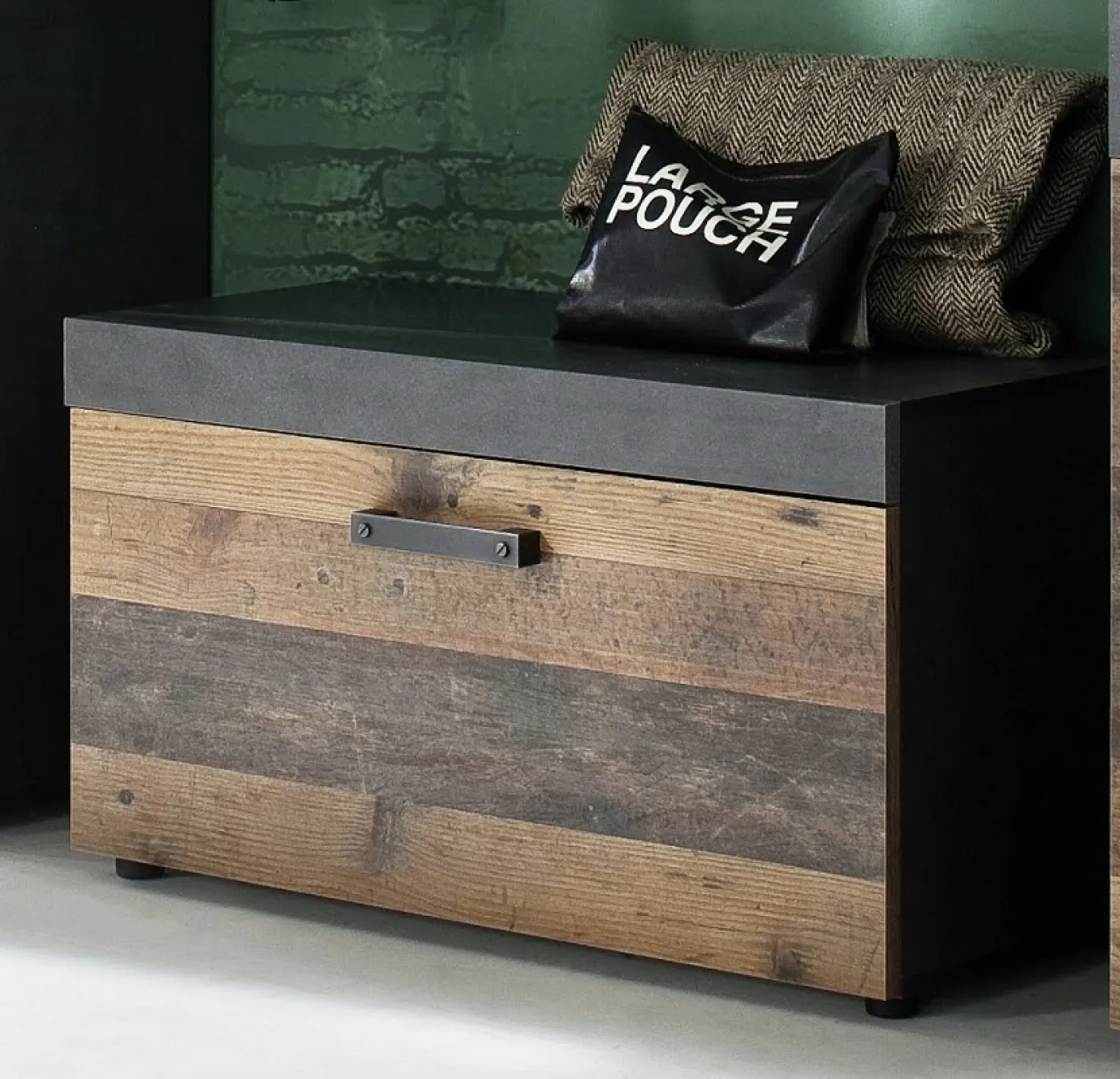 Sitzbank Garderobe Indy | Old Used Wood / Matera grau | Shabby Look