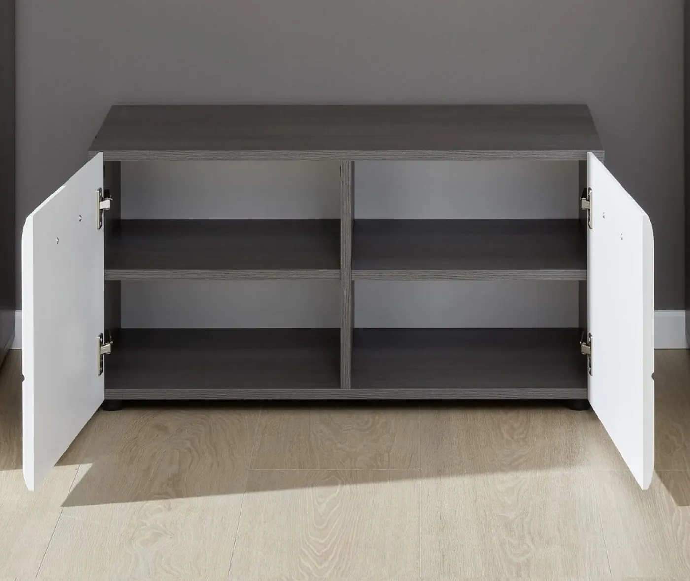 Sitzbank Line | Hochglanz weiß / rauchsilber ohne Sitzkissen