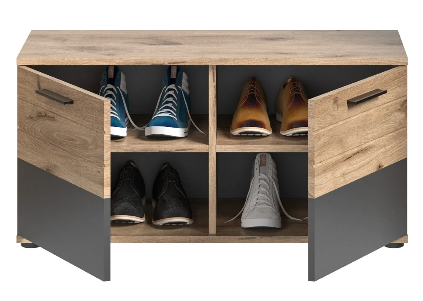 Sitzbank Mason | Nox Oak / Basalt grau mit Sitzkissen