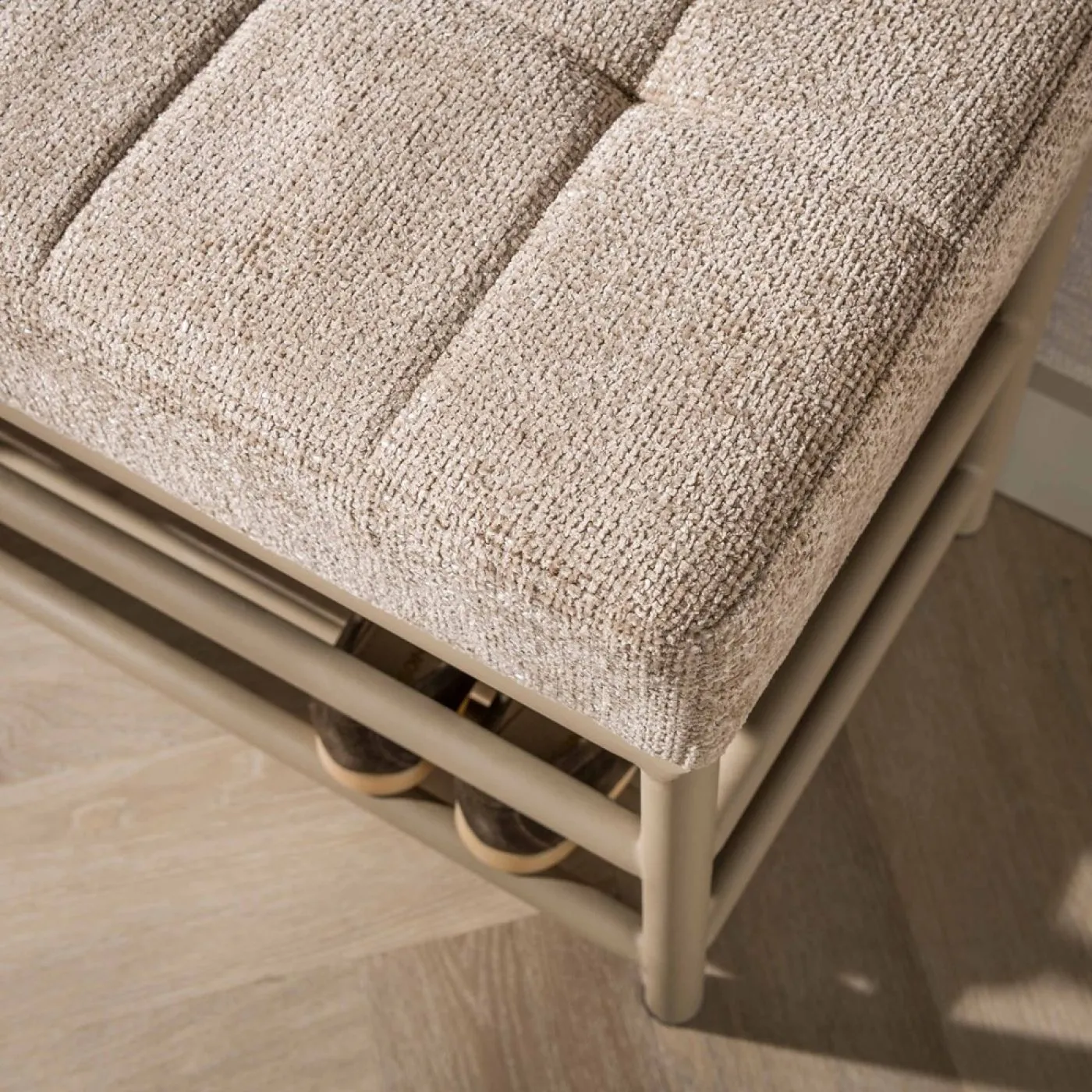 Sitzbank Schuhbank Shio | mit gepolsterter Sitzfläche | 85cm | beige