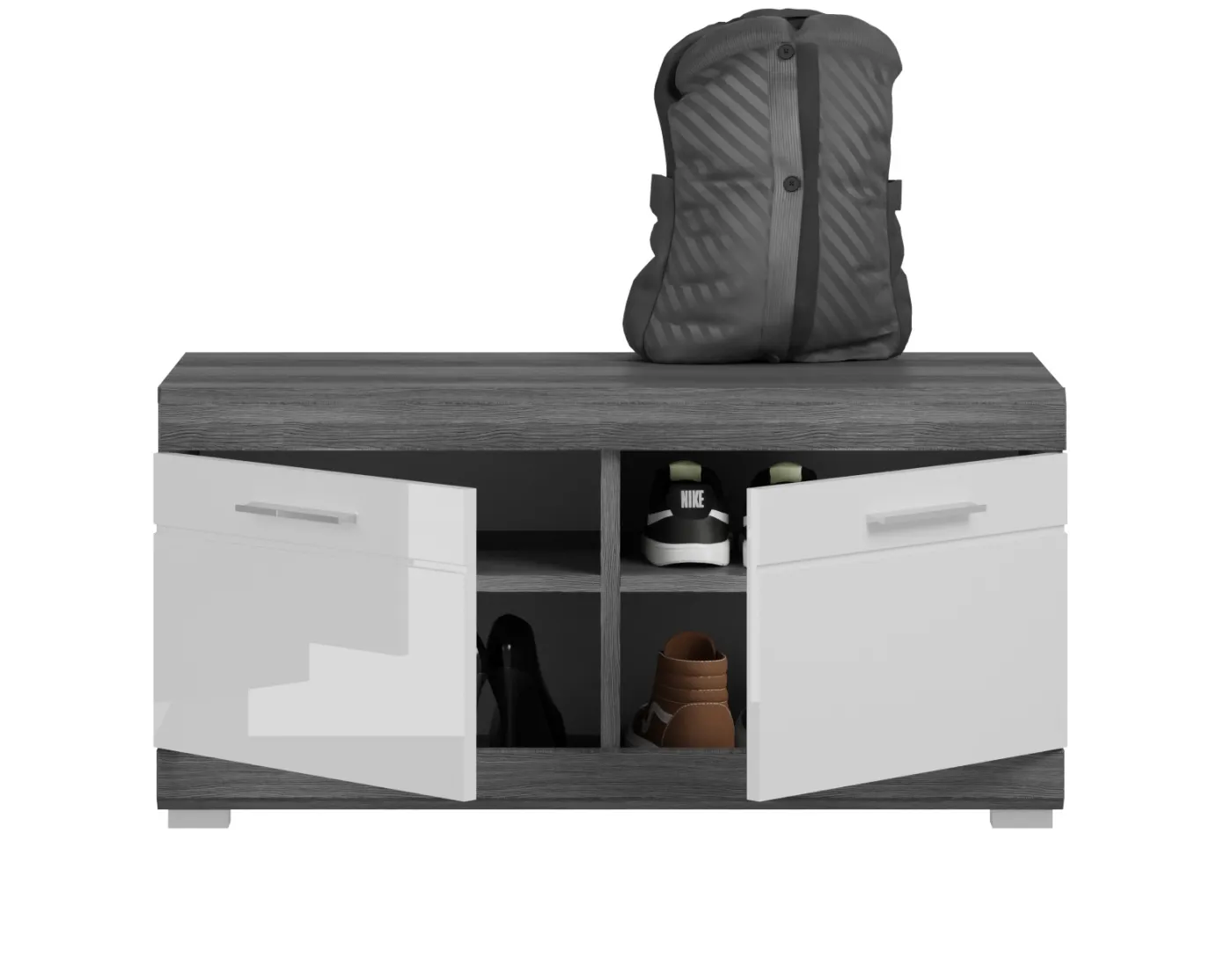 Sitzbank Scout | weiß Hochglanz / rauchsilber mit SItzkissen