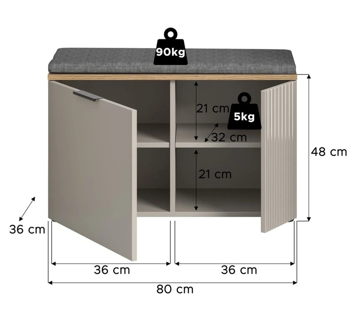 Sitzbank Slide inkl. Sitzkissen | Kaschmir / Evoke Oak
