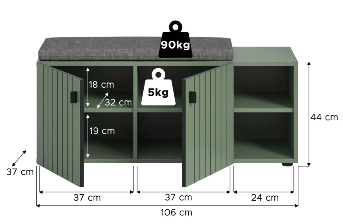 Sitzbank Station | Smoke Green | optionaler Sitzkissen