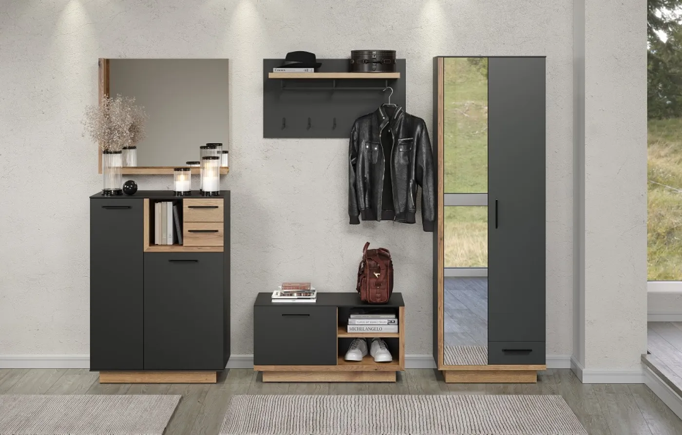 Sitzbank Synnax | anthrazit grau / Coast Evoke Eiche