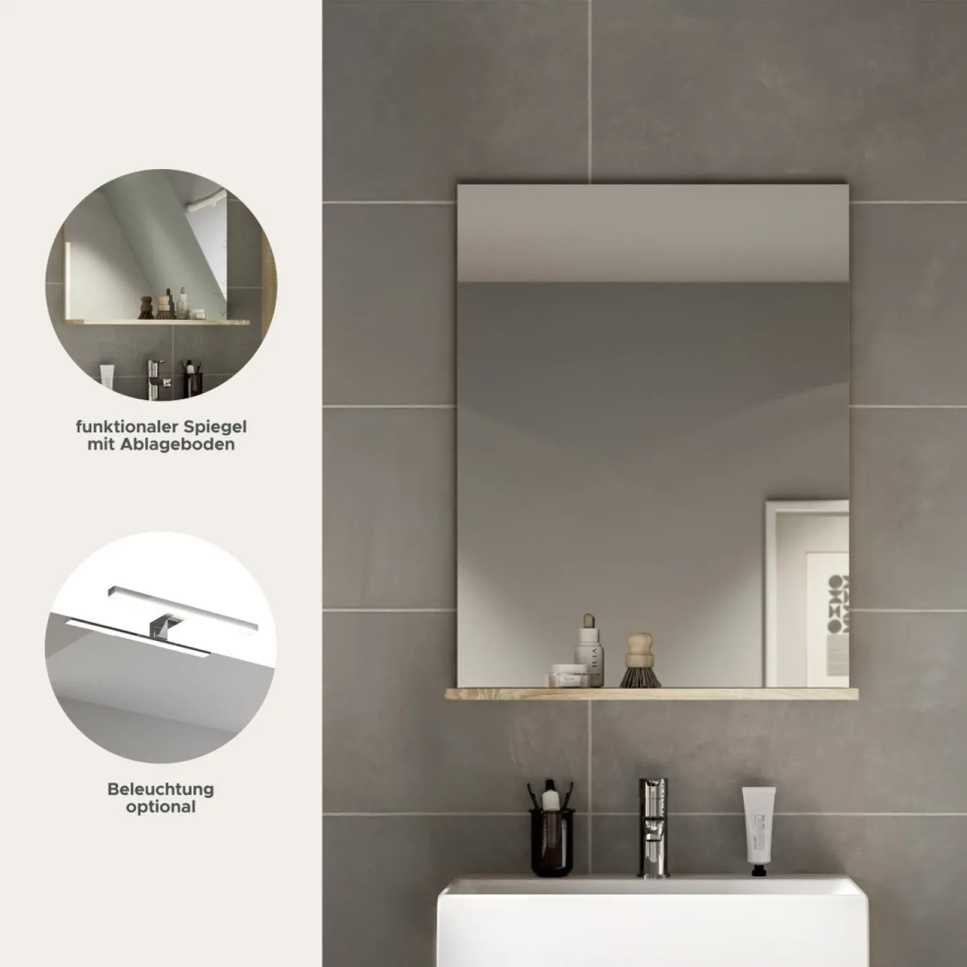 Spiegel Lambada | weiß Hochglanz / Sonoma Eiche