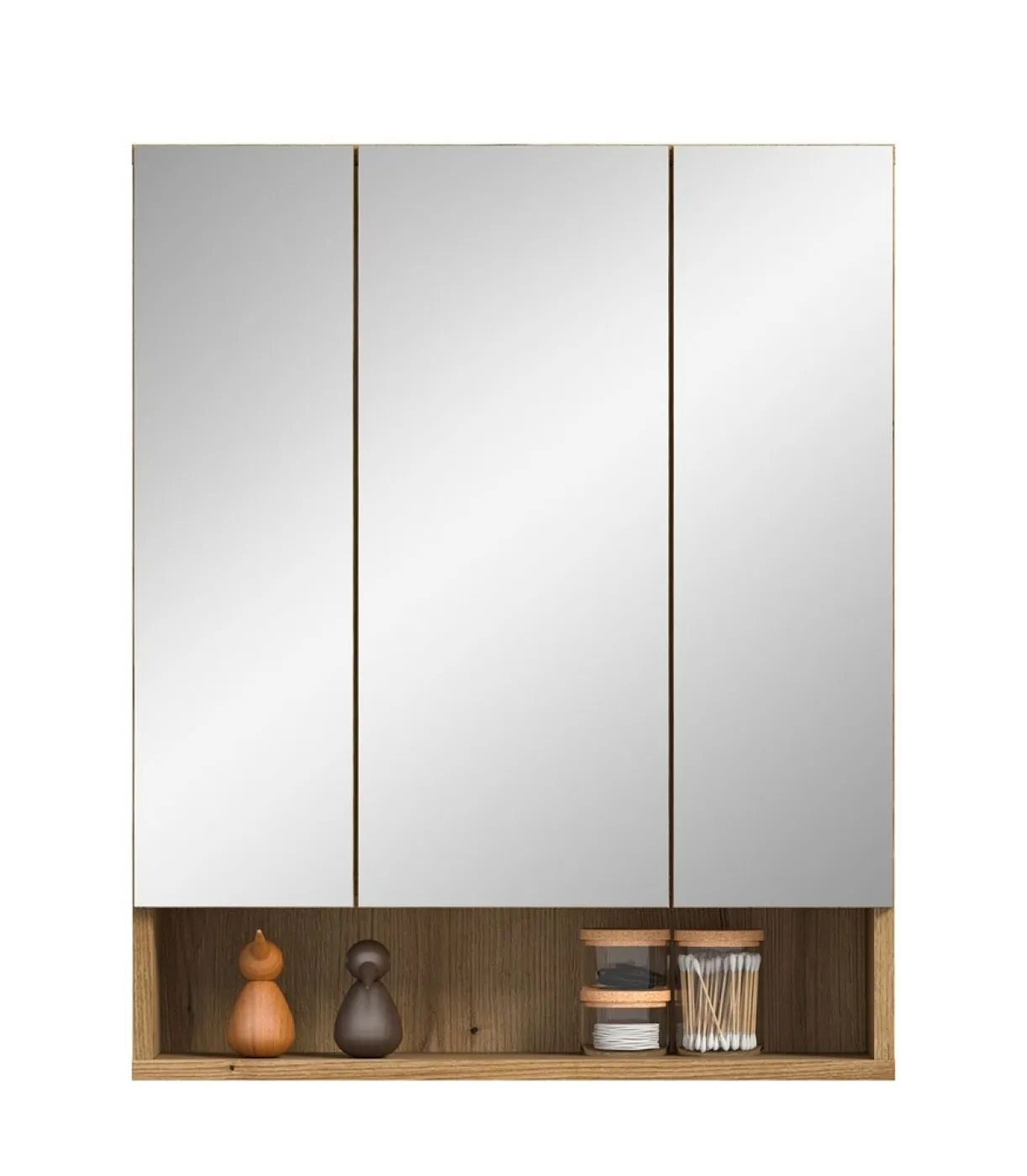 Spiegelschrank Aqua | mit offenem Fach | Evoke Oak mit Beleuchtung