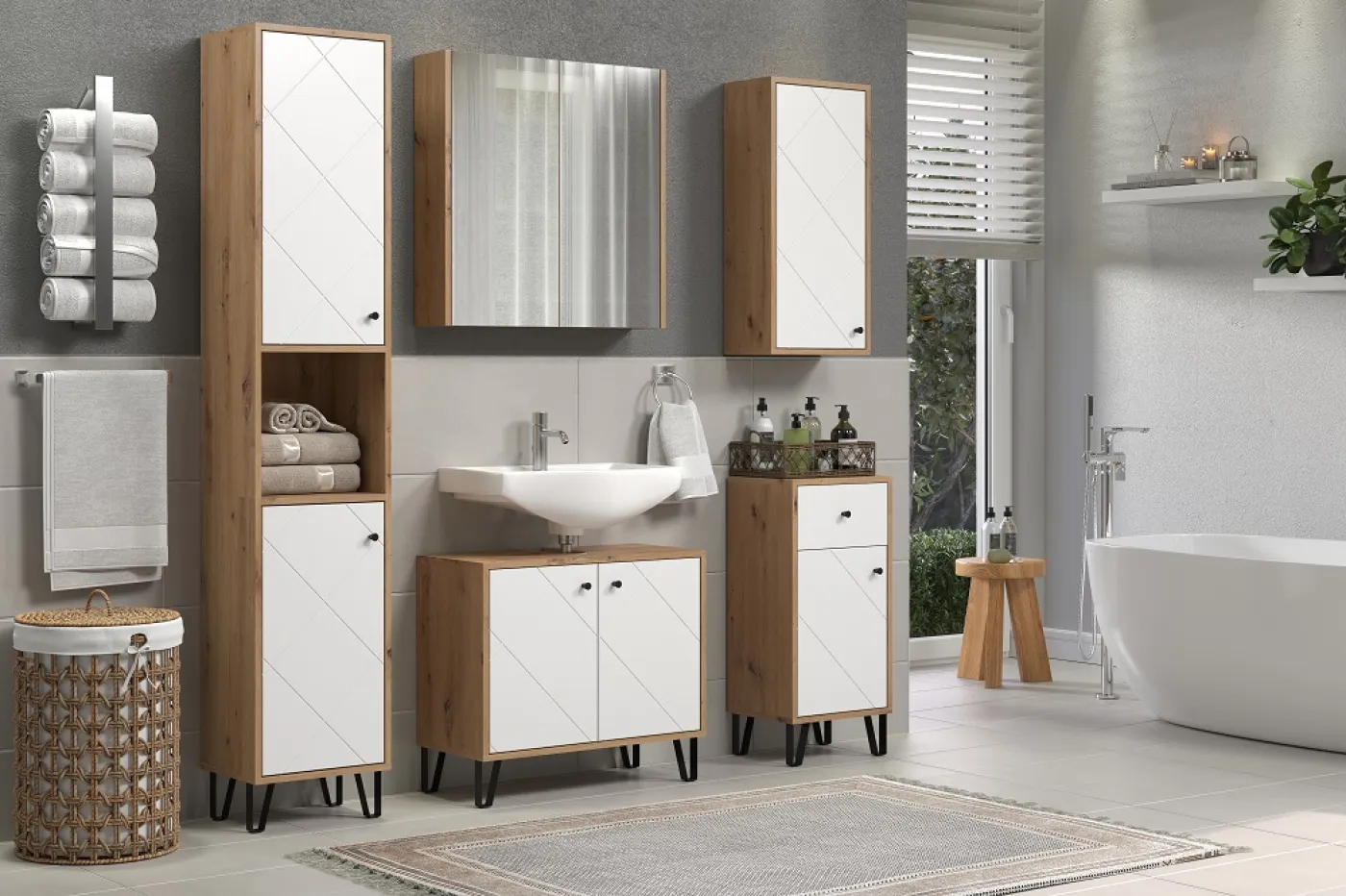 Spiegelschrank Bad Touch | Artisan Eiche / weiß