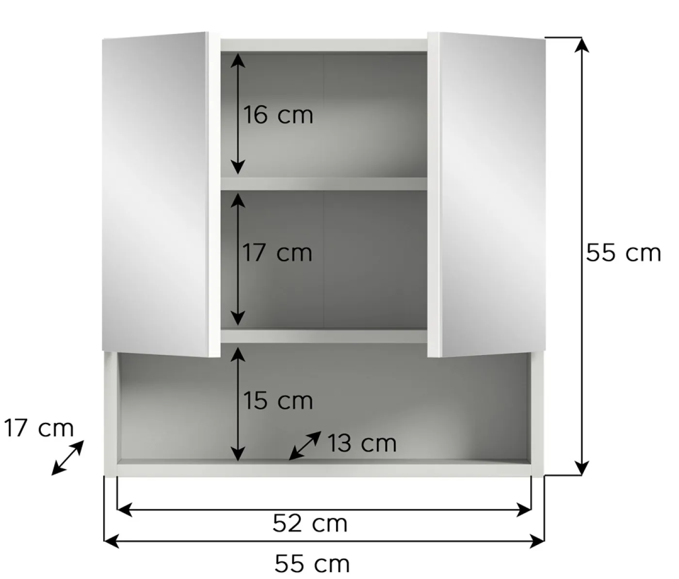 Spiegelschrank Copa | hellgrau mit Beleuchtung