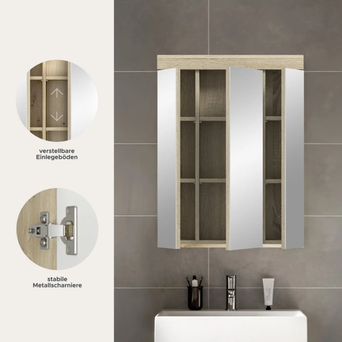 Spiegelschrank Lambada | Sonoma Eiche hell