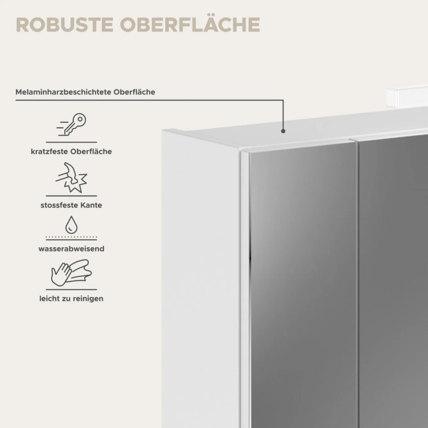 Spiegelschrank Linus | weiß Hochglanz | inkl. LED Beleuchtung