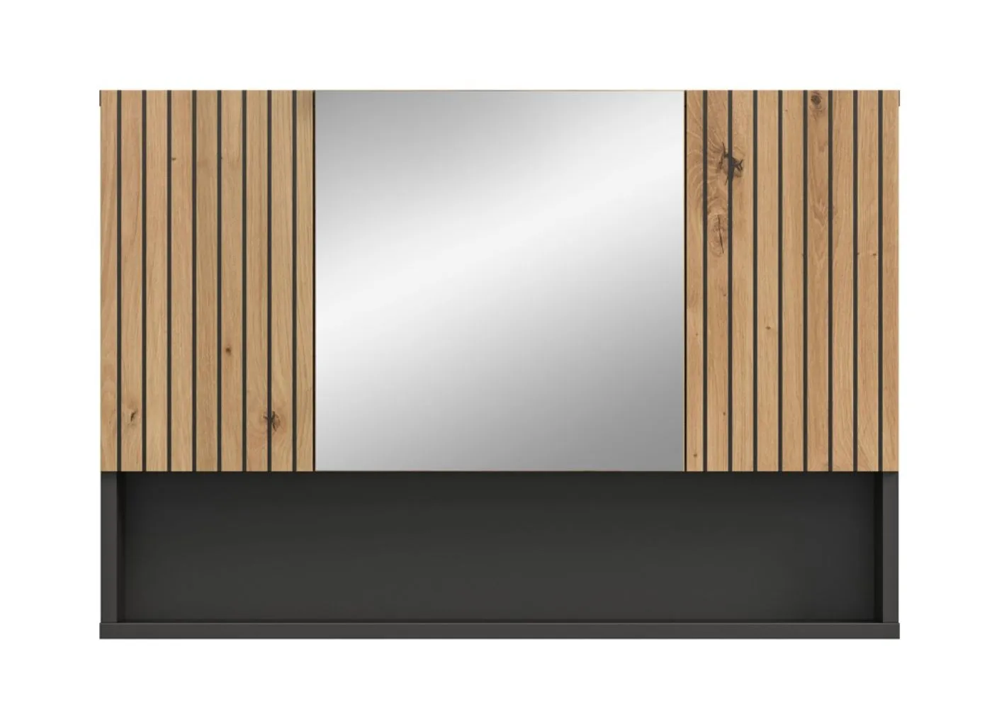 Spiegelschrank Mone | mit offenem Fach | Basalt grau / Artisan Oak ohne Beleuchtung