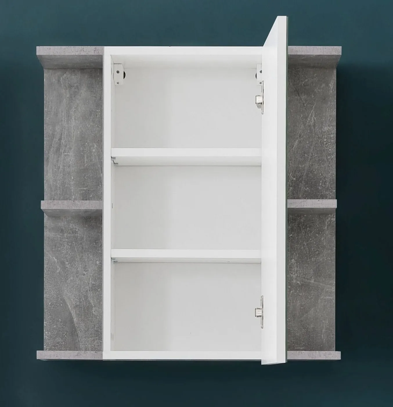 Spiegelschrank Nano | weiß Hochglanz / Beton Stone