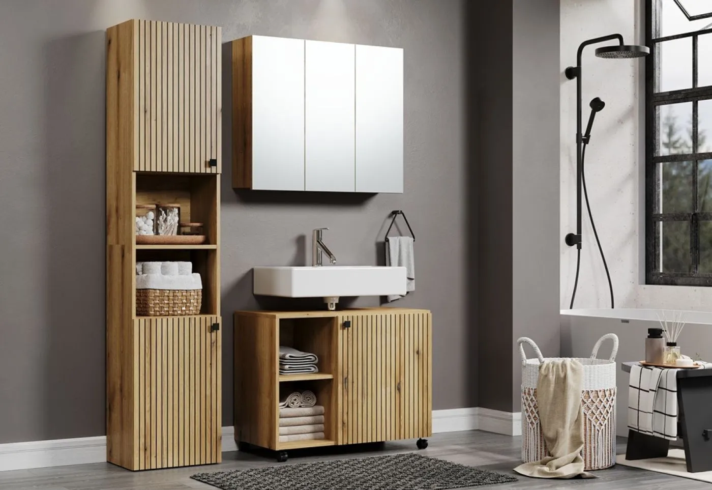 Spiegelschrank Pure Bliss 1, Evoke Eiche Dekor – Ansicht 4