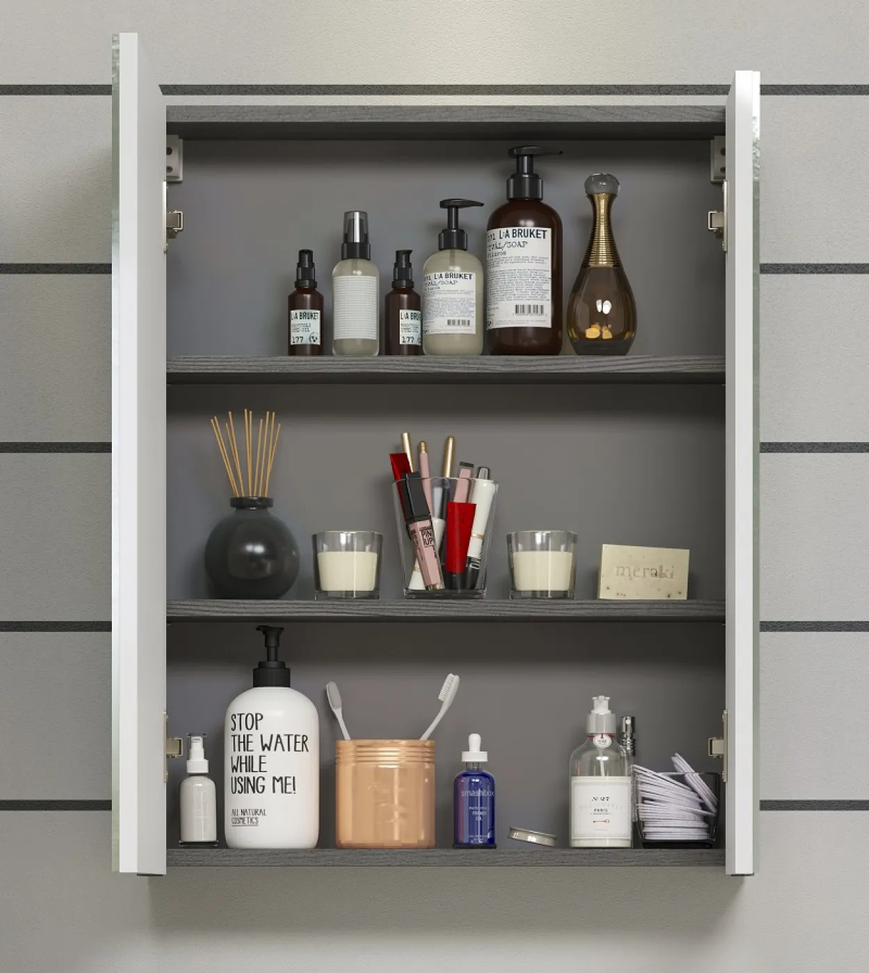 Spiegelschrank Riva | weiß / rauchsilber