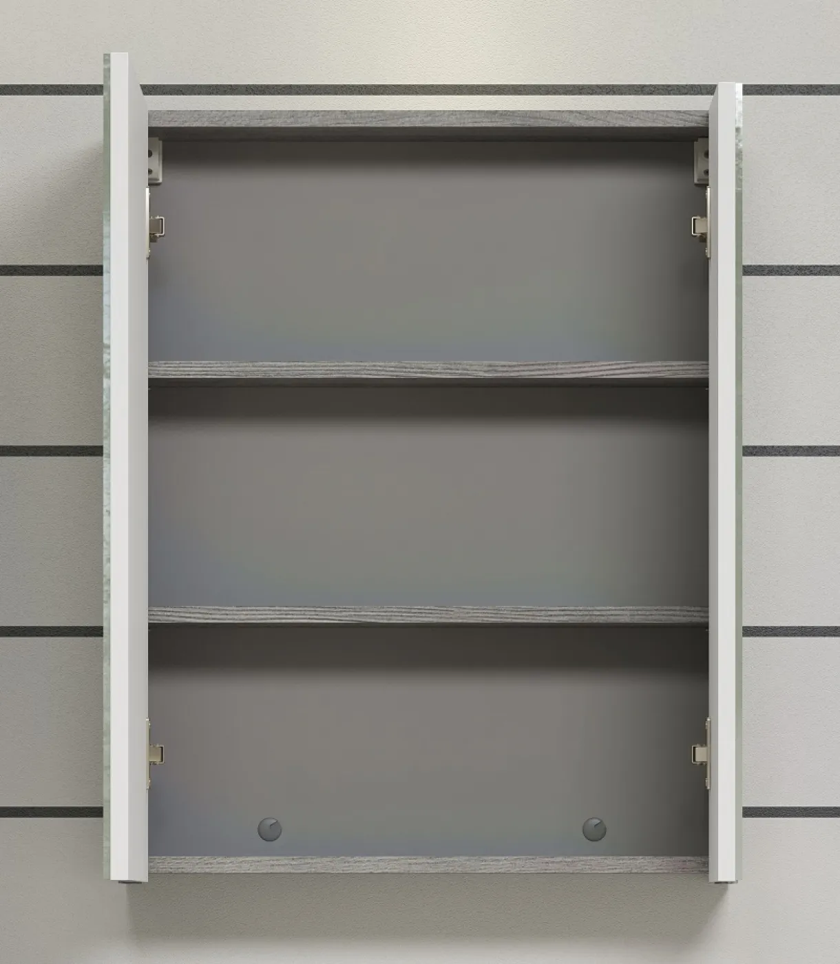 Spiegelschrank Riva | weiß / rauchsilber mit LED Aufsatzleuchte