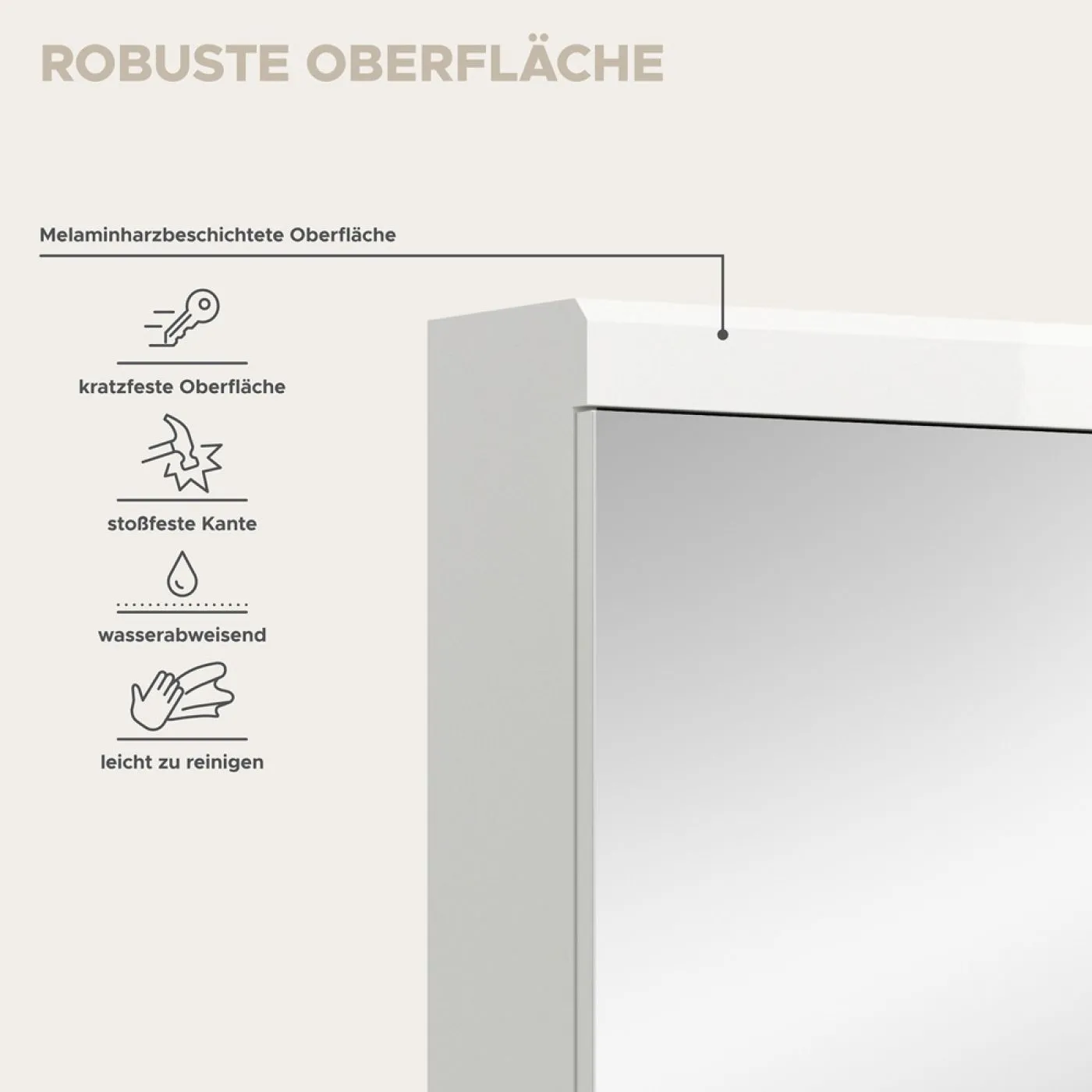 Spiegelschrank Scout breit | weiß Hochglanz / weiß