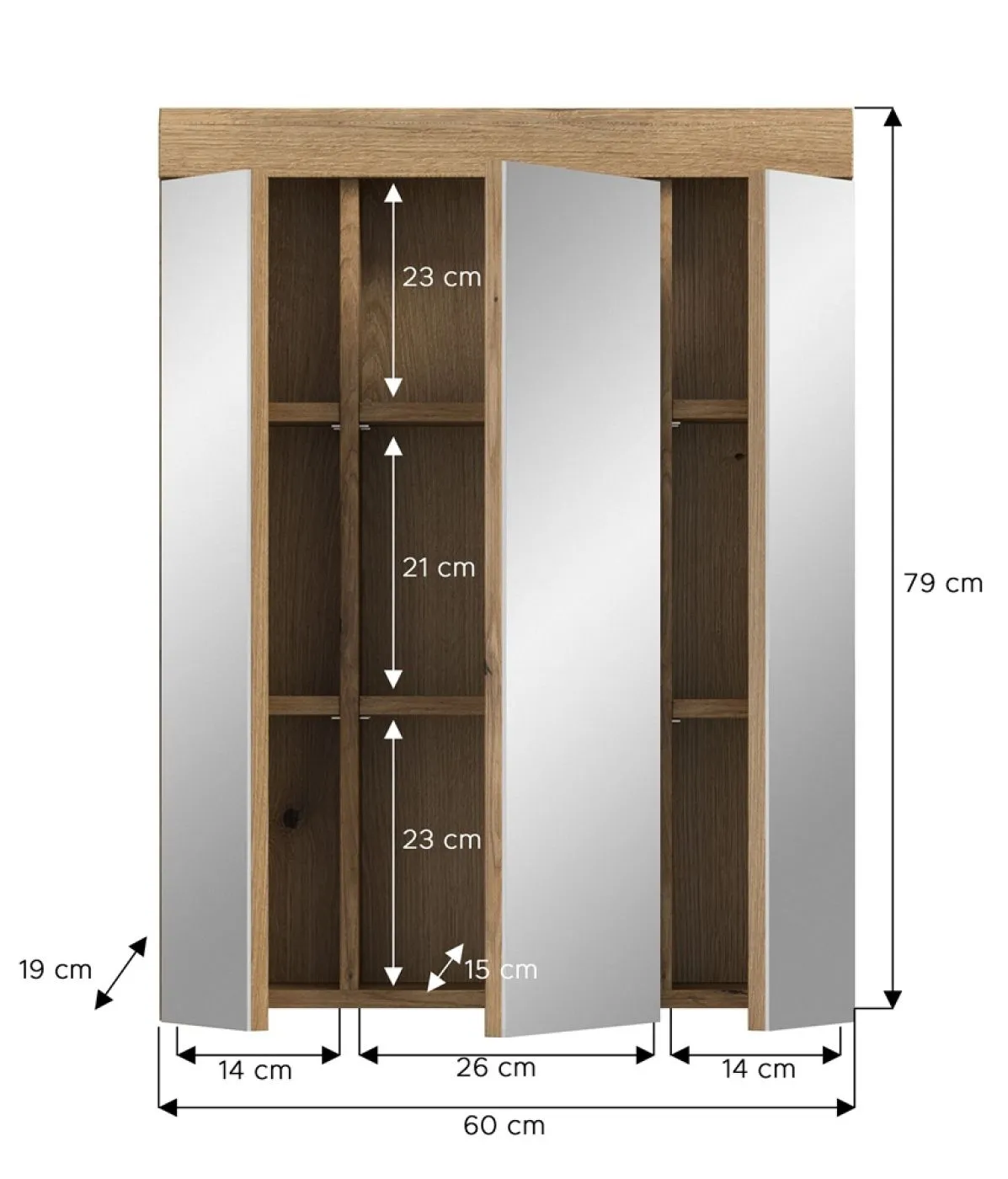 Spiegelschrank Scout | Evoak Oak mit Aufsatzleuchte