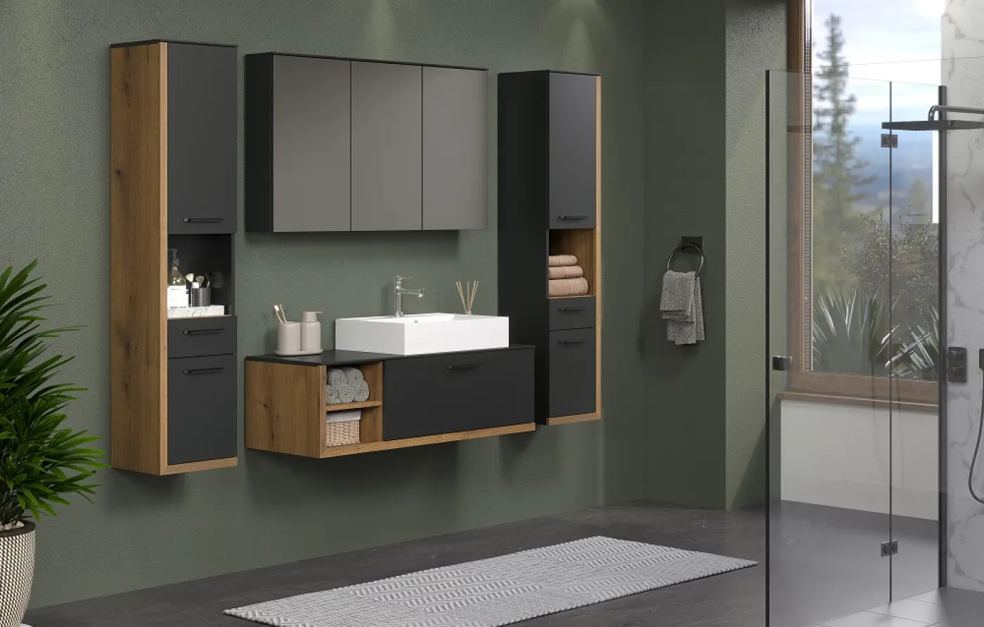 Spiegelschrank Synnax | anthrazit grau