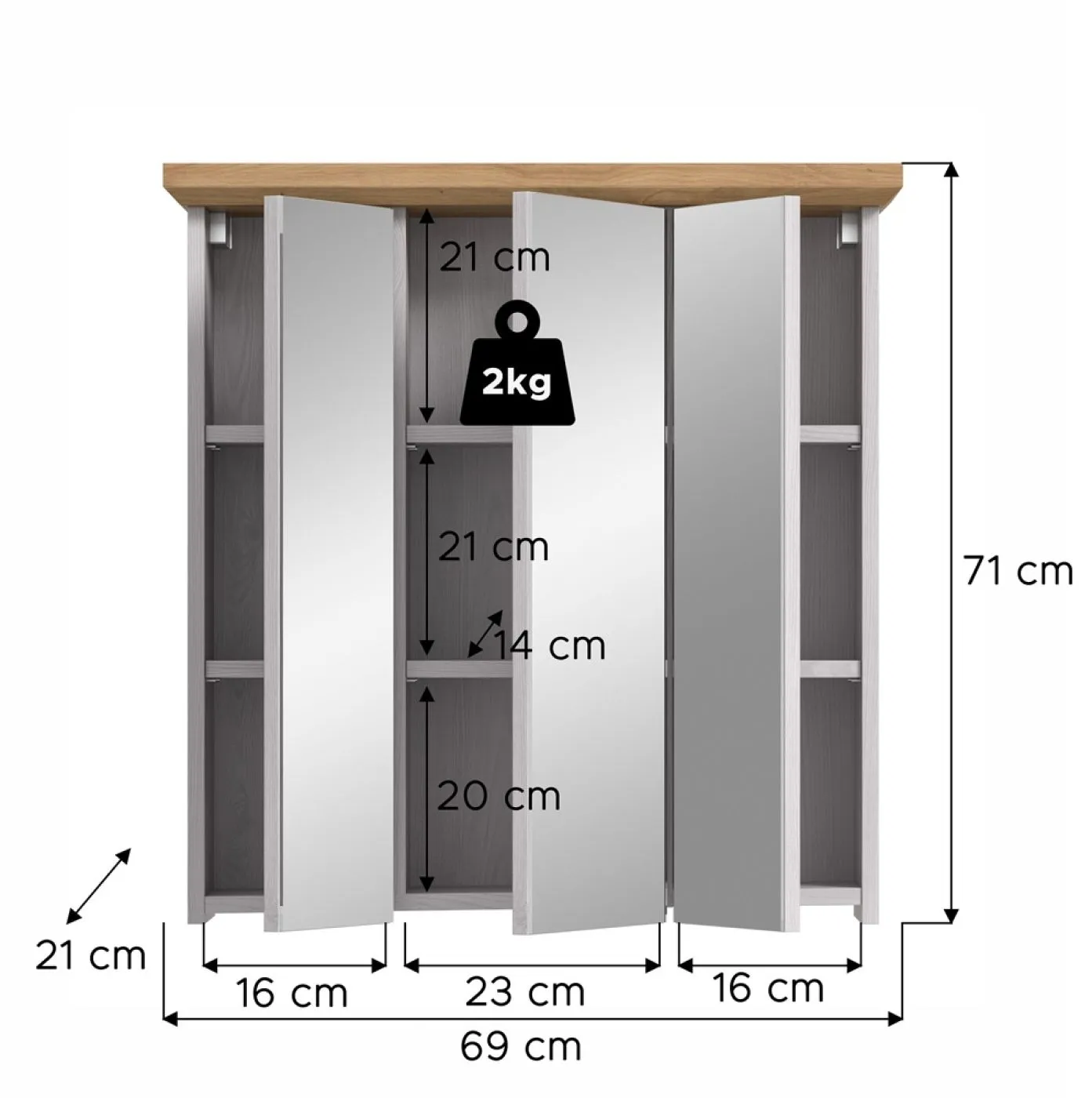 Spiegelschrank Verona | Sibiu Larche / Artisan Eiche mit Beleuchtung