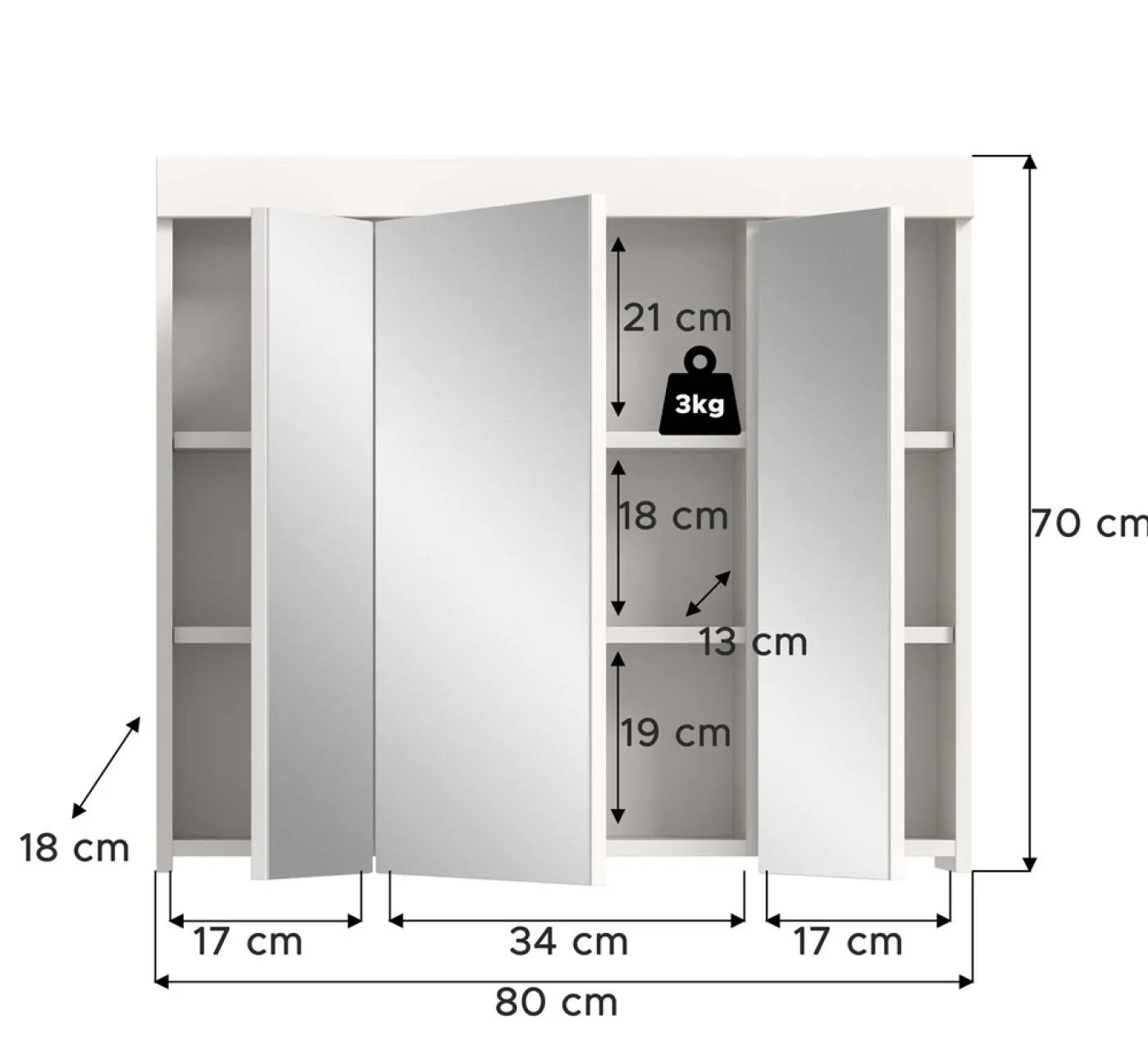 Spiegelschrank Viana 1 | weiß