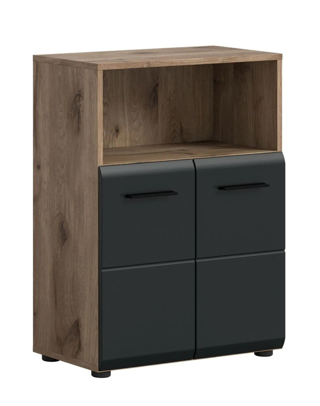 Standschrank breit Ice | Nox Oak / schwarz matt