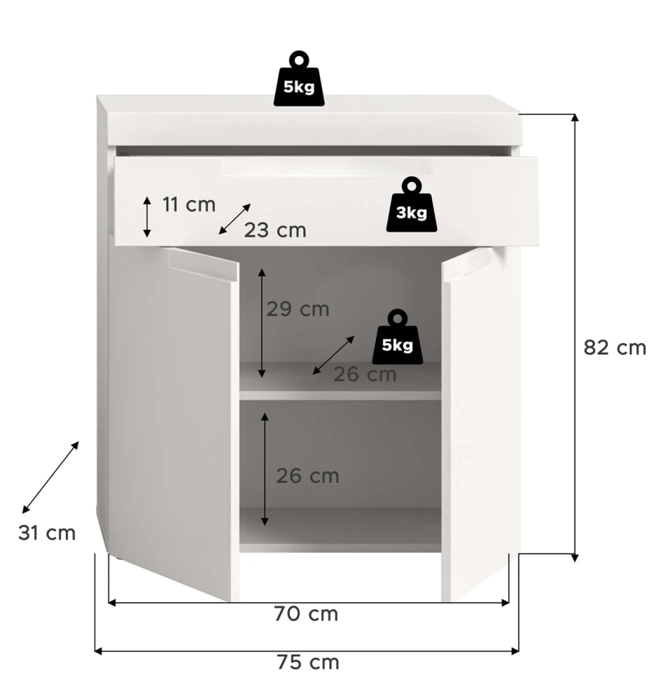 Standschrank breit Viana | weiß