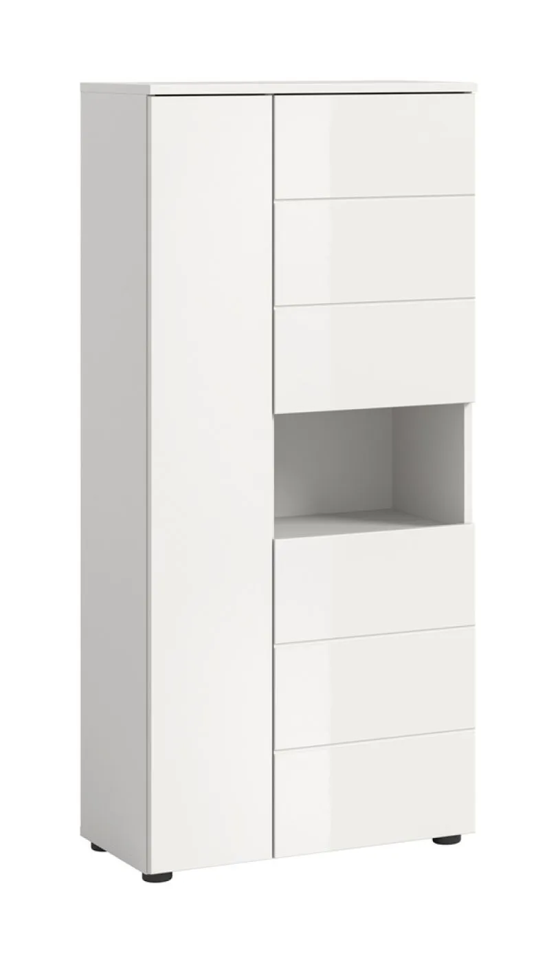 Standschrank breit Vira | weiß / weiß Hochglanz