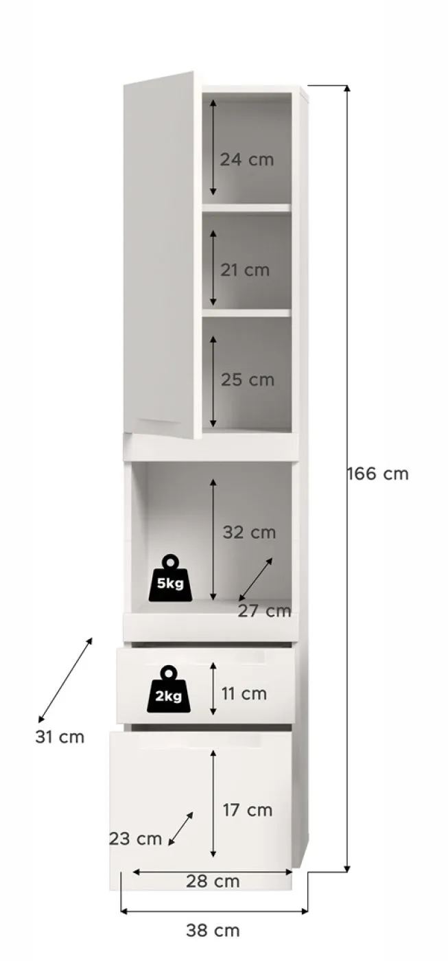 Standschrank Hängeschrank Viana | weiß