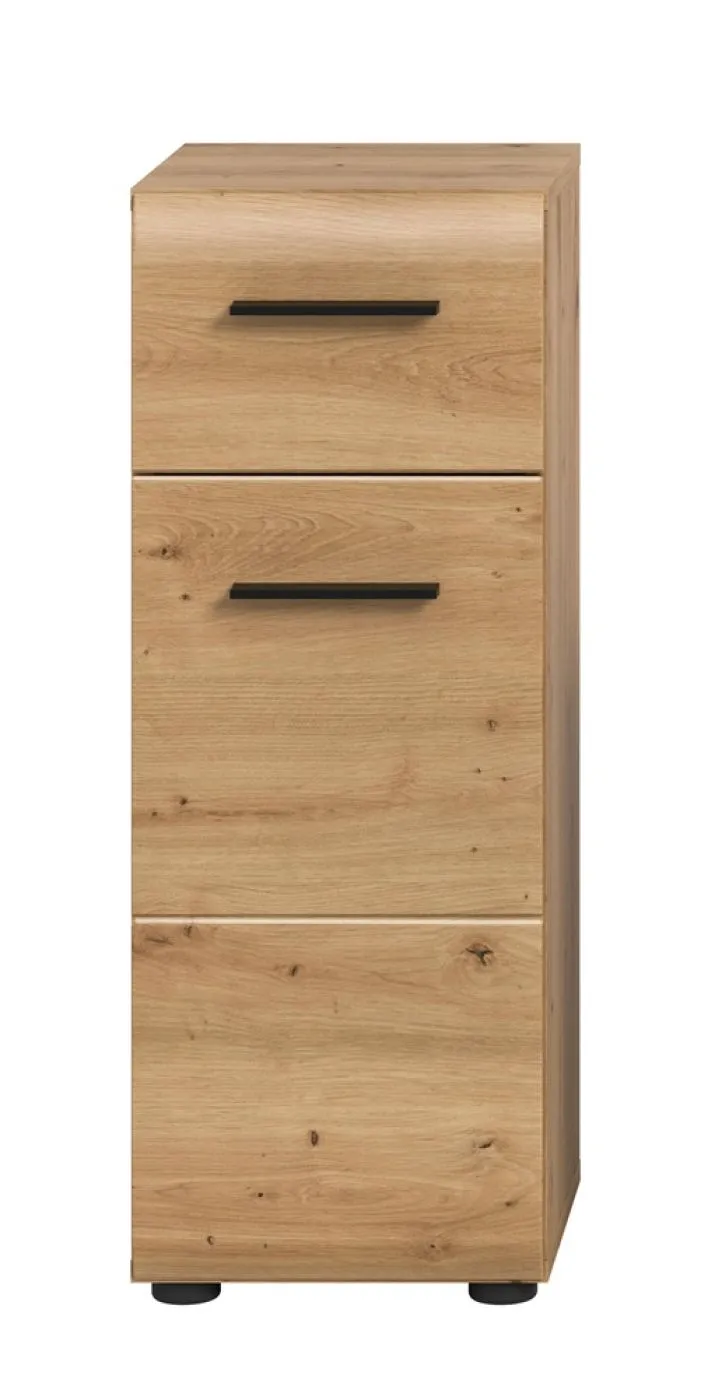 Standschrank klein Ice, Artisan Eiche Dekor, 3 Schubkästen mit schwarzen Griffmulden – Ansicht 3