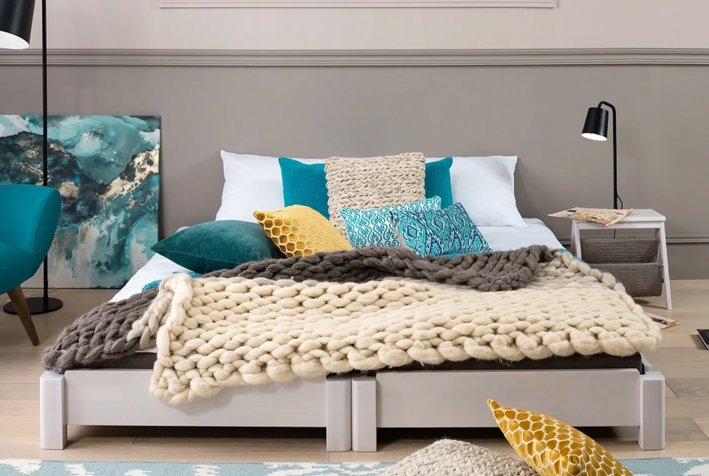 Stapelbett Freesia | 2er Set | Buche massiv | weiß lackiert | 100x200