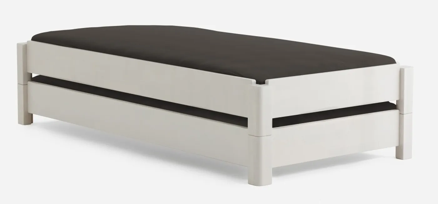 Stapelbett Freesia | 2er Set | Buche massiv | weiß lackiert | 100x200