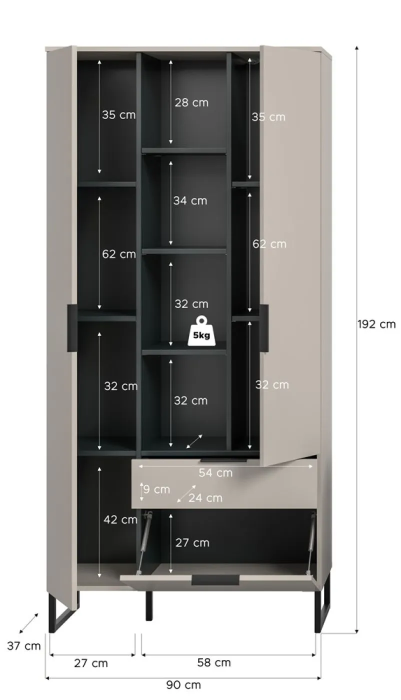 Stauraumelement Schrank Noida | Kaschmir / schwarz