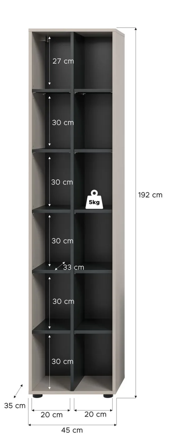 Stauraumregal Schrank Noida | Kaschmir / schwarz