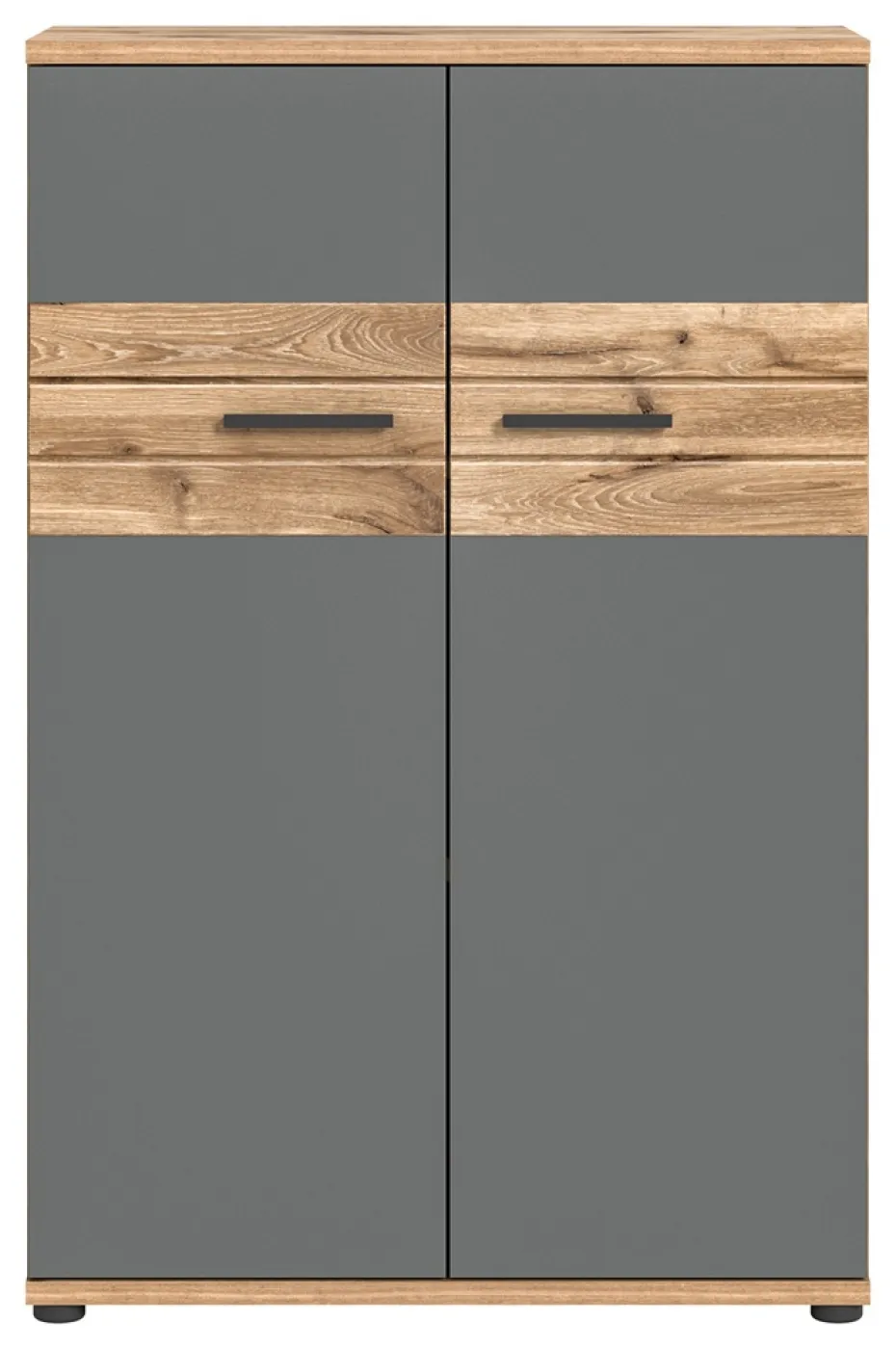 Stauraumschrank Mason | Nox Oak / Basalt grau | 80x122x37