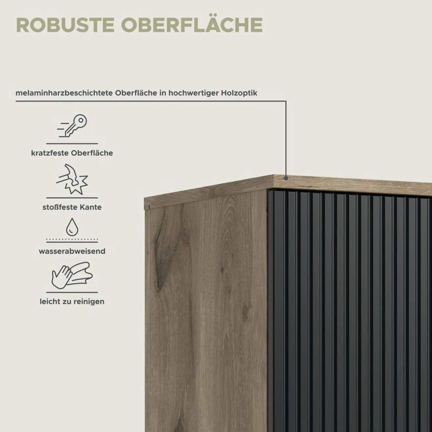 Stauraumvitrine Chess | Nox Oak / schwarz Komplettset