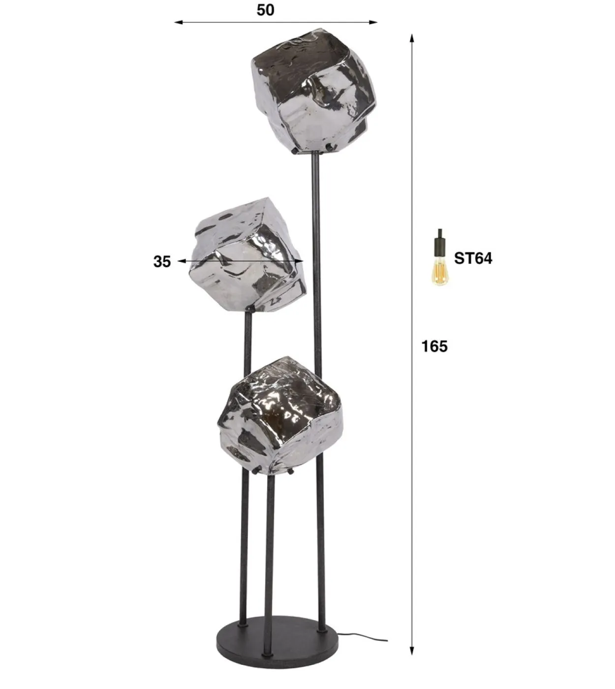 Stehlampe Ambera | 3 Leuchten | Sienna braun-frosted