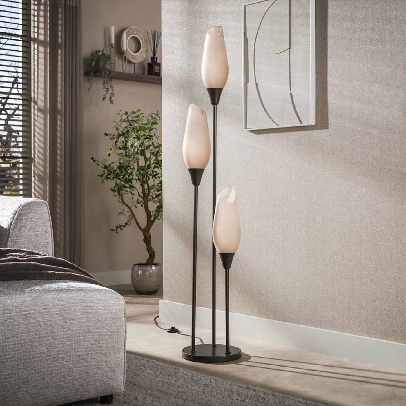 Stehlampe Ambera | 3 Leuchten | Sienna braun-frosted