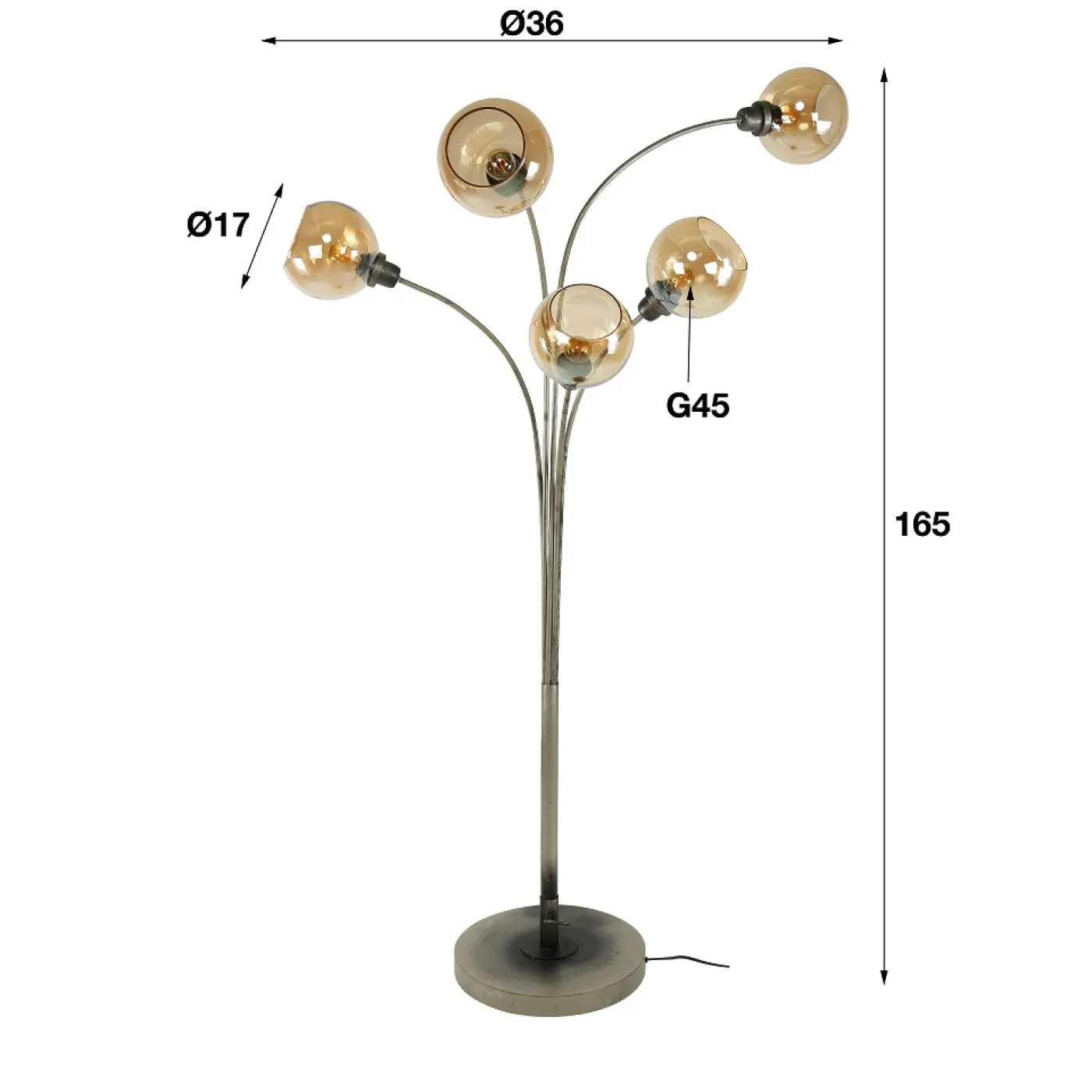 Stehlampe Anano | 5 Leuchten | Braunglas