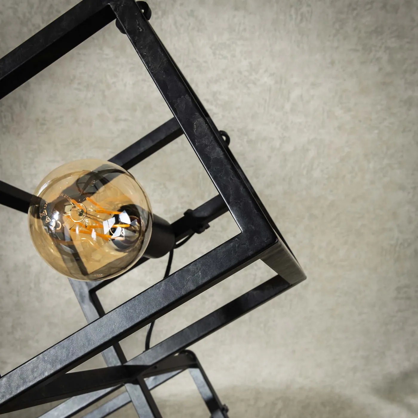 Stehlampe Atom | 4 Leuchten | Metallwürfel | anthrazit