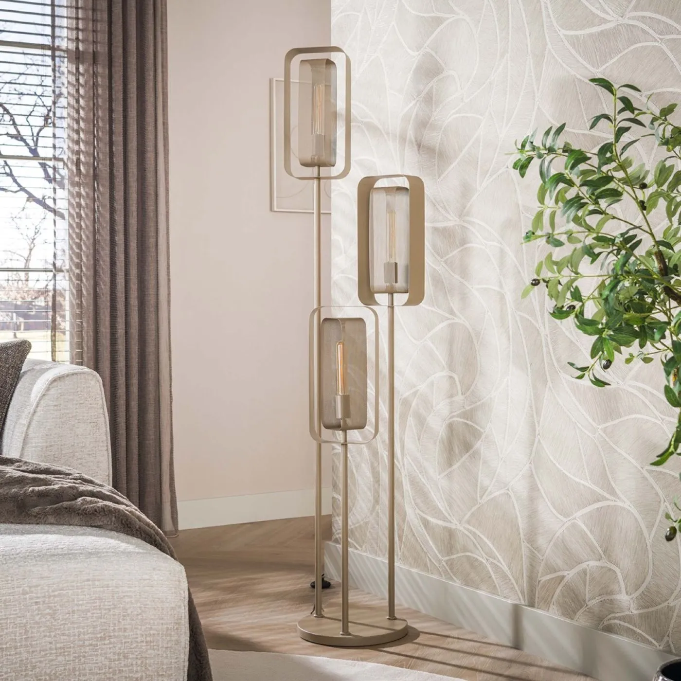 Stehlampe Coust | 3 Leuchten | Metall | beige