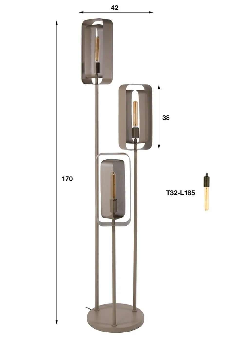 Stehlampe Coust | 3 Leuchten | Metall | beige