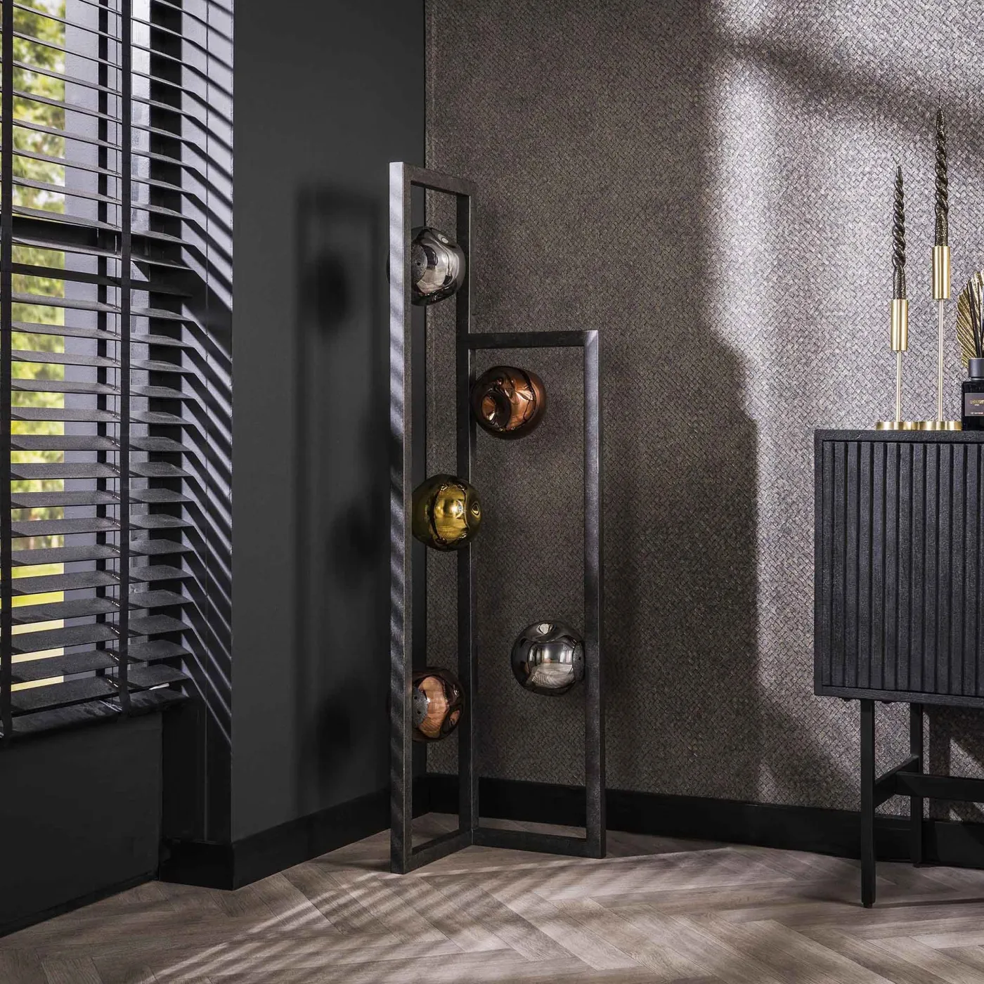 Stehlampe Jinjin | 5-flammig | Artic schwarz